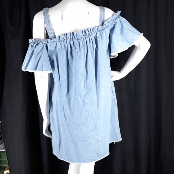 💙 7 FAM Off the Shoulder Denim/Chambray Dress - Picture 10 of 11